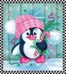 Christmas Penguin in Pink Hat Garden Flag