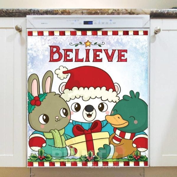 Cute Christmas Animal Friends Dishwasher Magnet