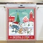 Christmas Kitten and the 3 Mice Dishwasher Magnet