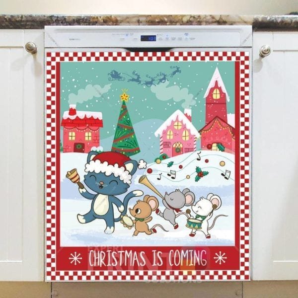 Christmas Kitten and the 3 Mice Dishwasher Magnet