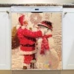Santa Claus Making a Snowman Dishwasher Magnet