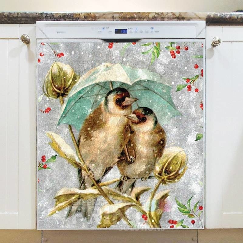 Freezing Little Birds in a Snowstorm Dishwasher Magnet