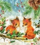 Two Baby Foxes and a Bird Garden Flag