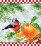 Robin with an Orange and Cinnamon Garden Flag