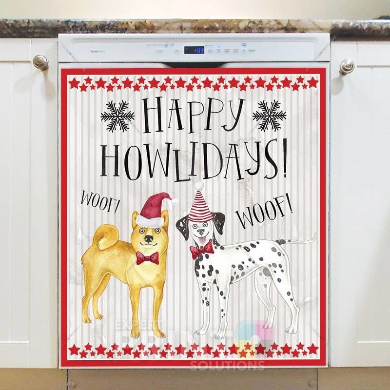 Funny Christmas Dogs #2 Dishwasher Magnet