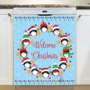 Penguin Christmas Wreath Dishwasher Magnet