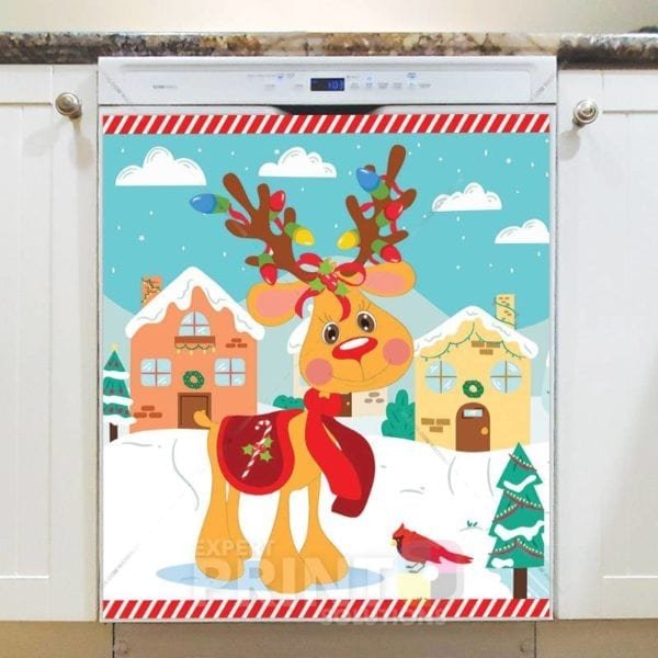 Rudolph in the Christmas Village Dishwasher Magnet