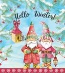 Two Christmas Gnomes and Birdhouse Garden Flag