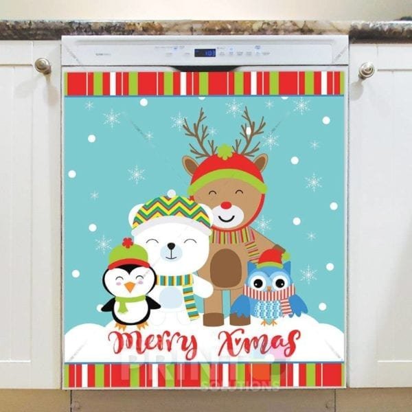 Cute Happy Winter Friends Dishwasher Magnet