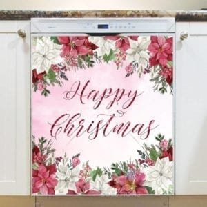 Red and White Poinsettias Dishwasher Magnet