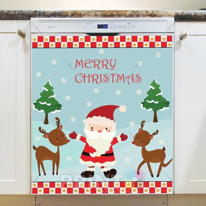 Santa Claus and 2 Deer Dishwasher Magnet