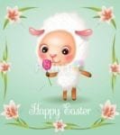 Cute Little Easter Sheep Garden Flag