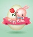 Cute Little Easter Bunny and Egg Garden Flag