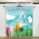 White Easter Bunny in the Grass Dishwasher Magnet