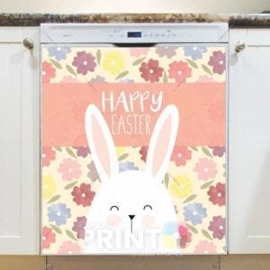 Flowers and Easter Bunny Dishwasher Magnet