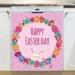 Easter Bunny and a Flower Wreath Dishwasher Magnet