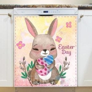 Easter Bunny with Easter Eggs and Flowers Dishwasher Magnet