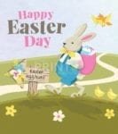 Easter Bunny on the Road Garden Flag