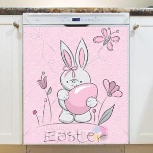 Pink and Grey Easter Bunny Dishwasher Magnet