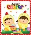 Easter Kids in Chick Costumes Garden Flag
