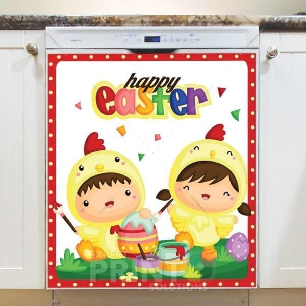 Easter Kids in Chick Costumes Dishwasher Magnet