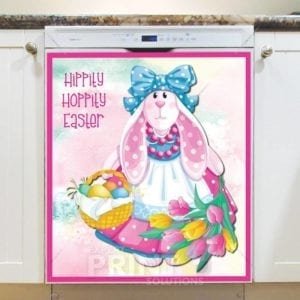 Easter Bunny with Tulips and Eggs Dishwasher Magnet