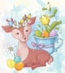Easter Deer with Tulips and Eggs Garden Flag