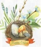 Easter Eggs in a Nest and Flowers Garden Flag