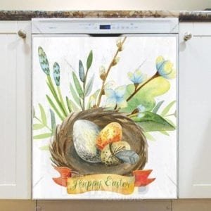 Easter Eggs in a Nest and Flowers Dishwasher Magnet
