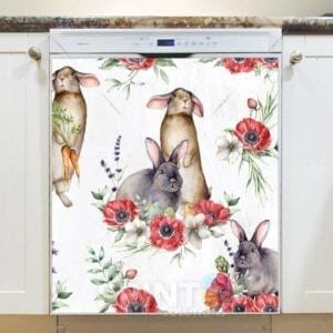 Easter Bunnies and Poppies Dishwasher Magnet