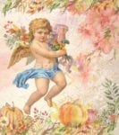 Autumn Cherub and Pumpkins Garden Flag