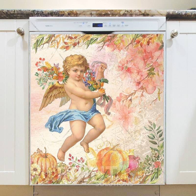 Autumn Cherub and Pumpkins Dishwasher Magnet