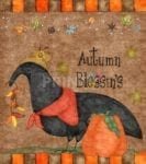 Prim Country Autumn Crow and Pumpkin Garden Flag