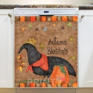 Prim Country Autumn Crow and Pumpkin Dishwasher Magnet