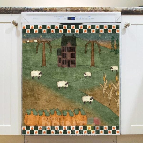 4223-prim-country-autumn-saltbox-house-and-sheep-dishwasher-magnet Prim Country Autumn Saltbox House and Sheep Dishwasher Magnet