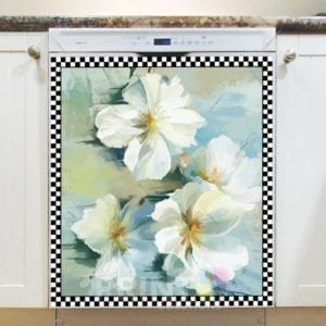 Delicate White Flowers Dishwasher Magnet
