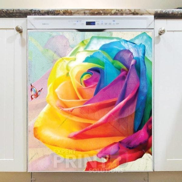 Rainbow Rose and Butterfly Dishwasher Magnet