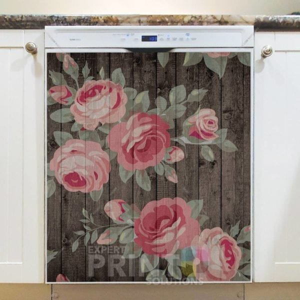 Rustic Flowers on Wood Pattern #3 Dishwasher Magnet