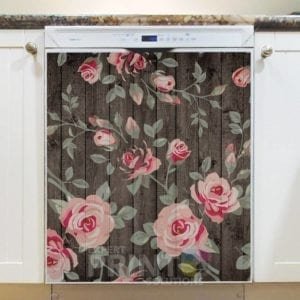 Rustic Flowers on Wood Pattern #4 Dishwasher Magnet