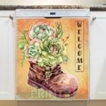 Old Gardening Boot with Succulents Dishwasher Magnet