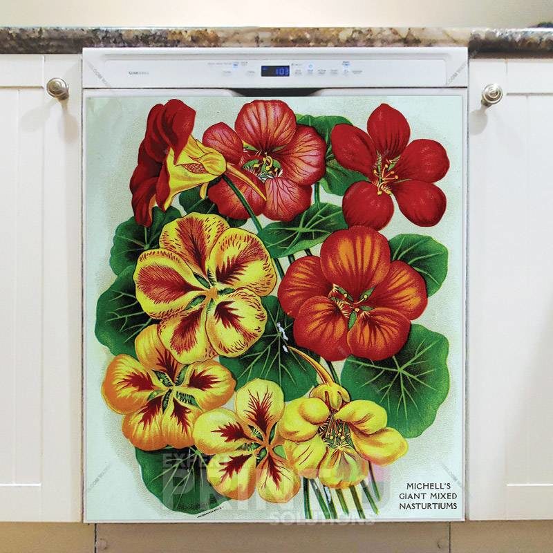 Vintage Retro Flower Seed Label #2 Dishwasher Magnet