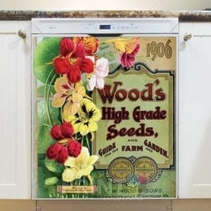 Vintage Retro Flower Seed Label #4 Dishwasher Magnet
