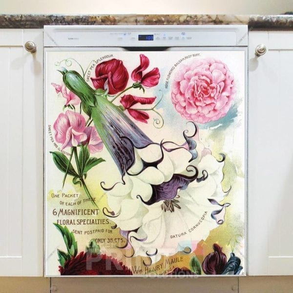 Vintage Retro Flower Seed Label #41 Dishwasher Magnet