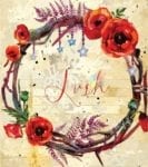 Vintage Poppy Wreath Garden Flag