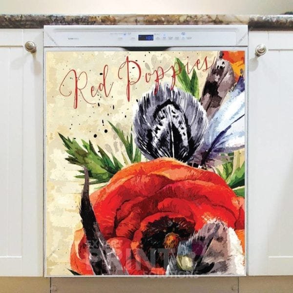 Vintage Poppy Design #2 Dishwasher Magnet