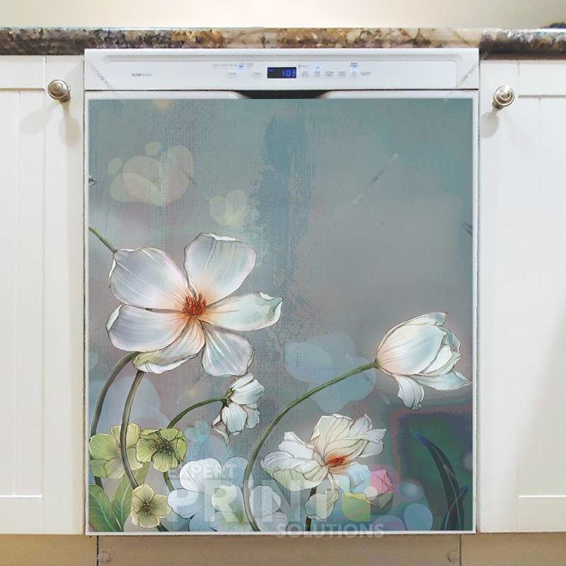 Cute Little White Flowers Dishwasher Magnet