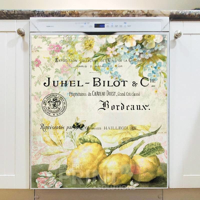 Vintage Label Design with Lemons Dishwasher Magnet