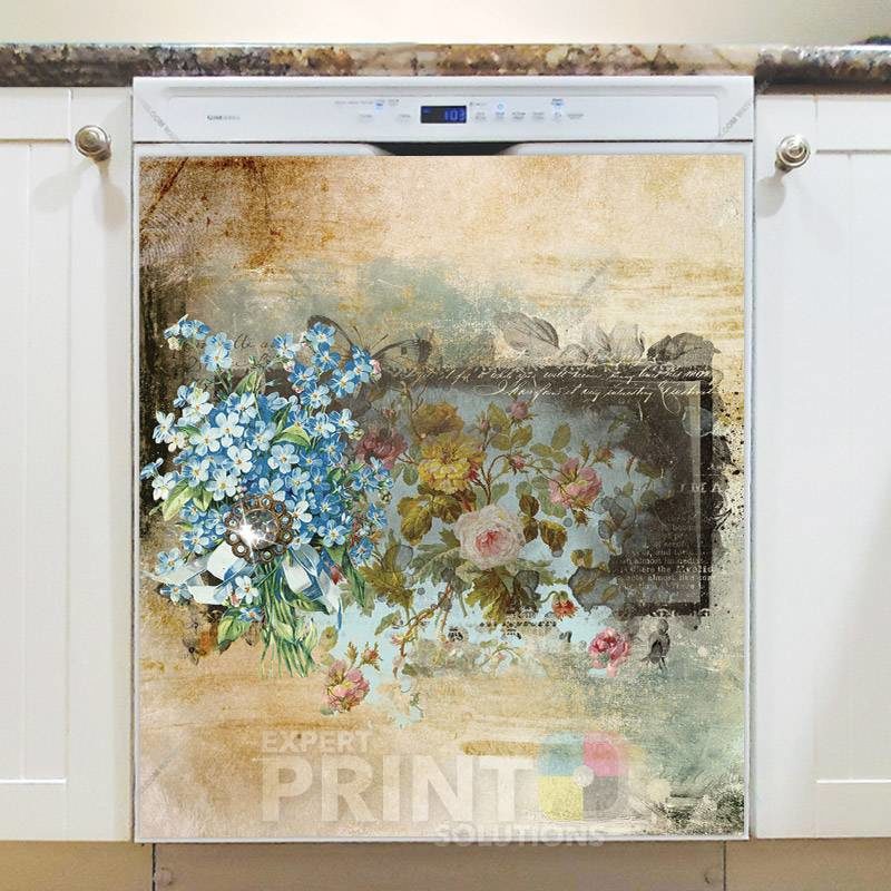Vintage Flowers and a Sign Dishwasher Magnet