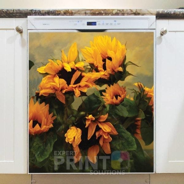 Beautiful Evening Sunflowers Dishwasher Magnet