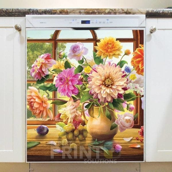 Autumn Flowers at the Window Dishwasher Magnet